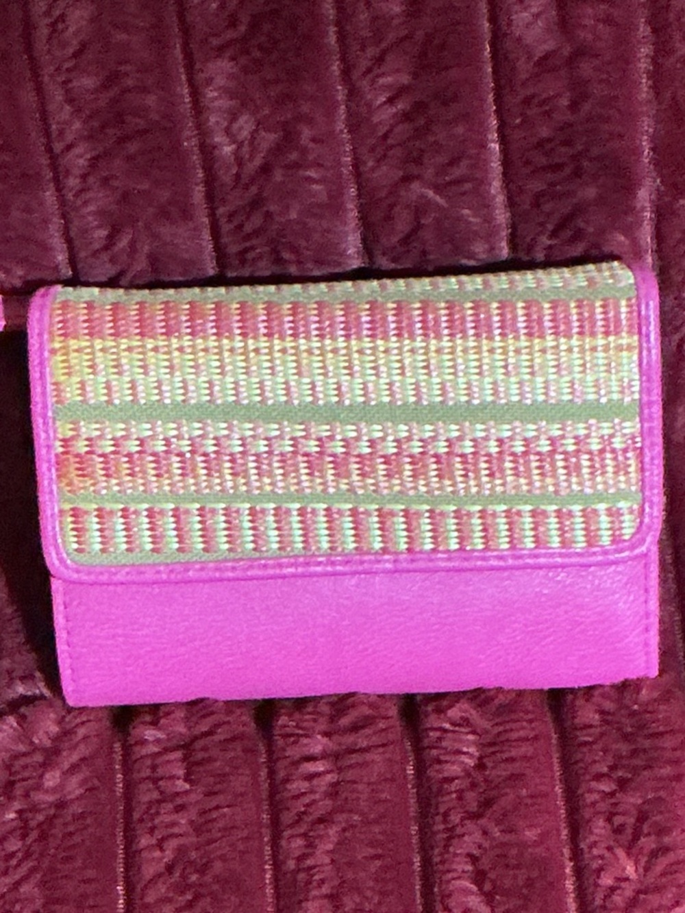 Vibrant Pink Boho Woven-Trim Clutch
